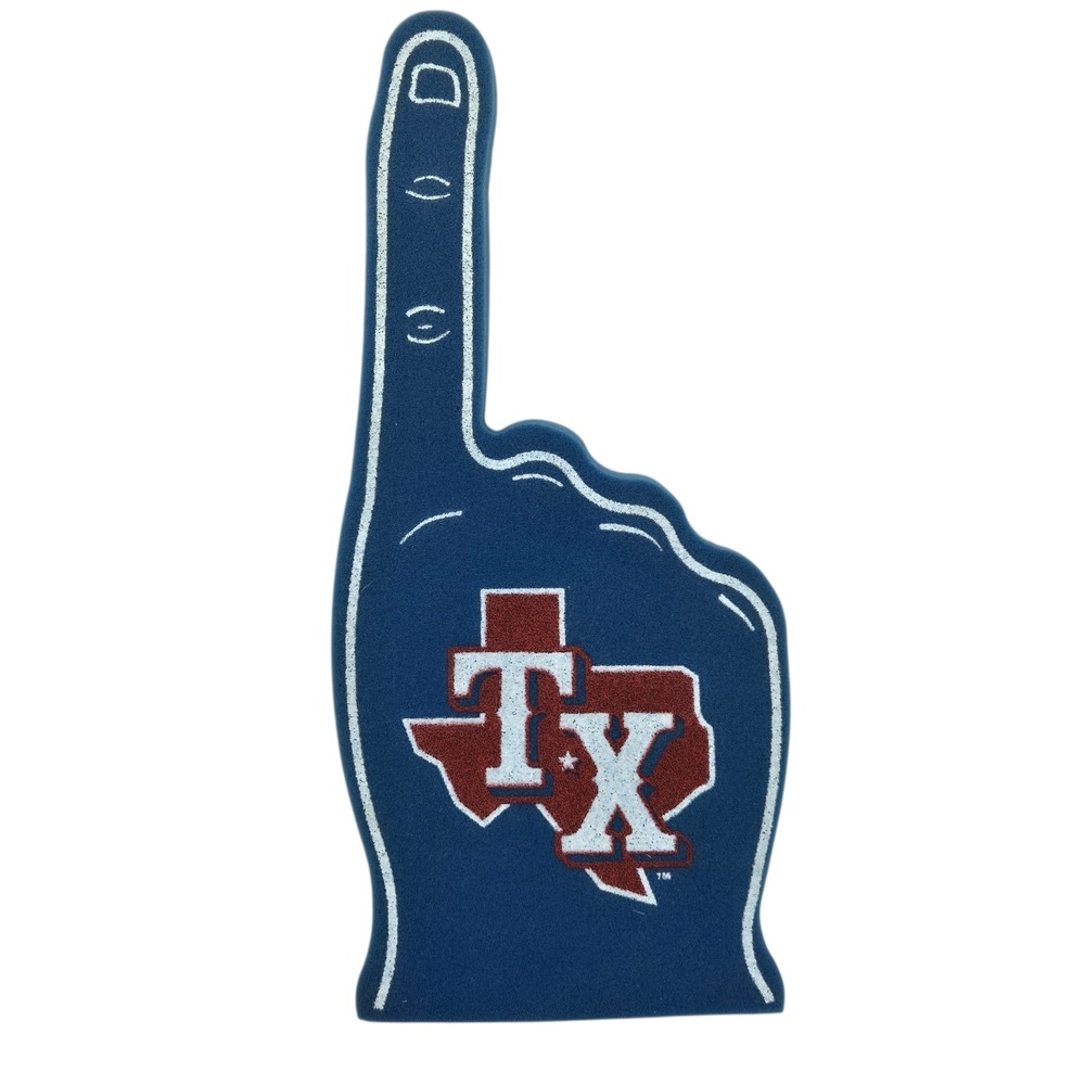Vtg Texas Rangers Foam Finger #1 Hand Blue Fan Gear 2002 MLB 19x9" VGC